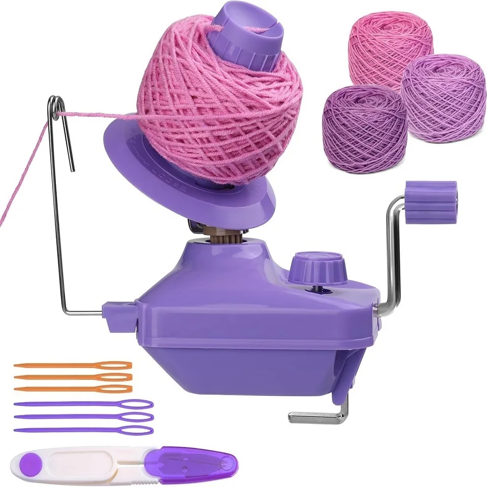 KRABALL Hand Operated Yarn Winder With Plastic Needles And Scissor For Knitting Lovers Yarn Thread Balls Making DIY Craft Set