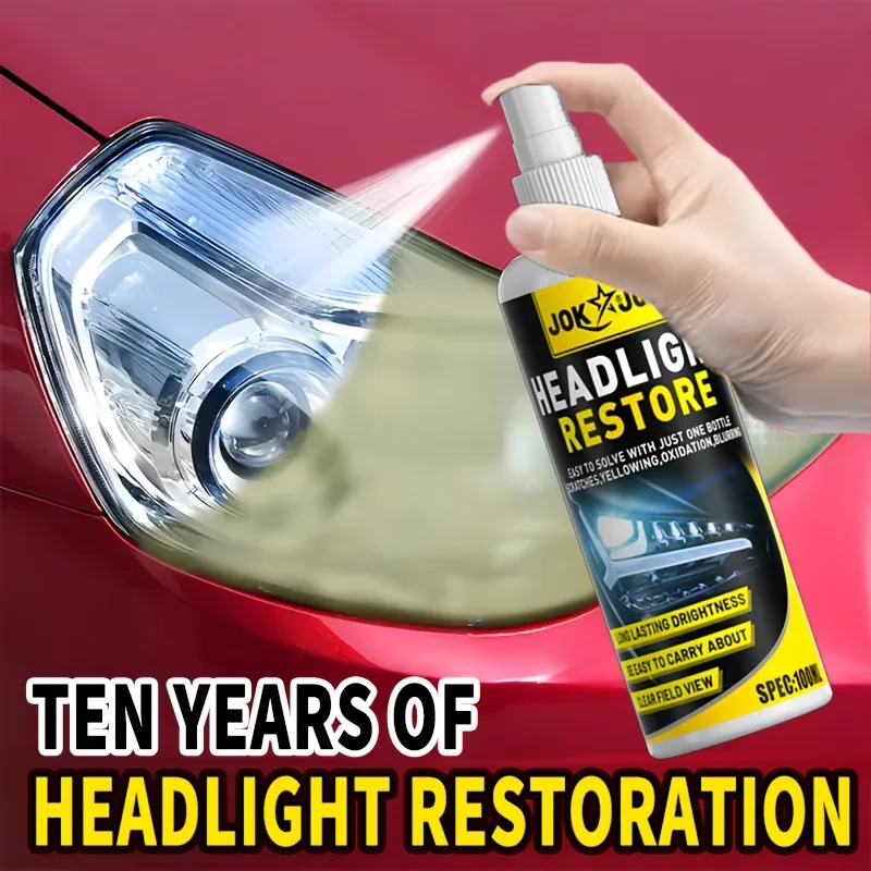 KJM Ceramic Headlight Repair Spray, Advanced Automotive Headlight Repair Tool - Remove Yellowing and Oxidation, Restore Clarity,