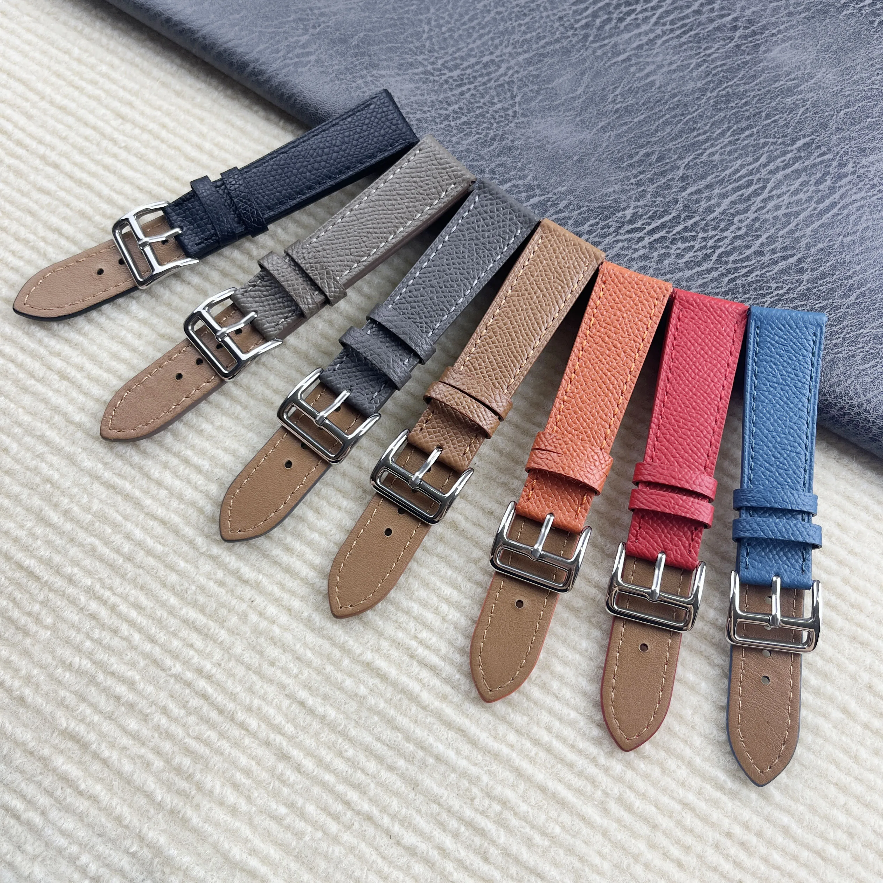 

Palm Pattern Leather Watchband Handmade Strap 12 14 16 18 20MM For women man Top layer Calfskin Bracelet