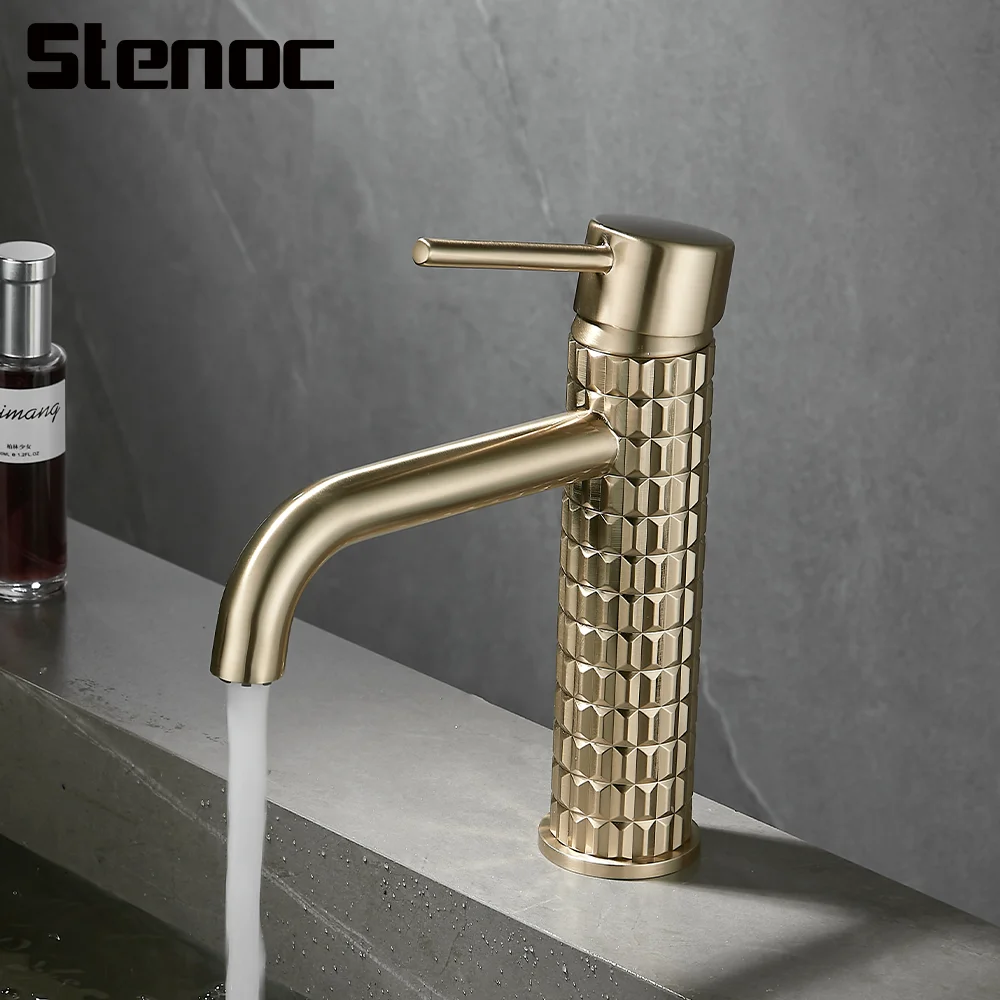 

New Brushed Gold Wash Basin Faucet Hot And Cold Bathroom Sink Taps Single Hole Toilet Bathroom Faucets Deck Mounted Water Tap