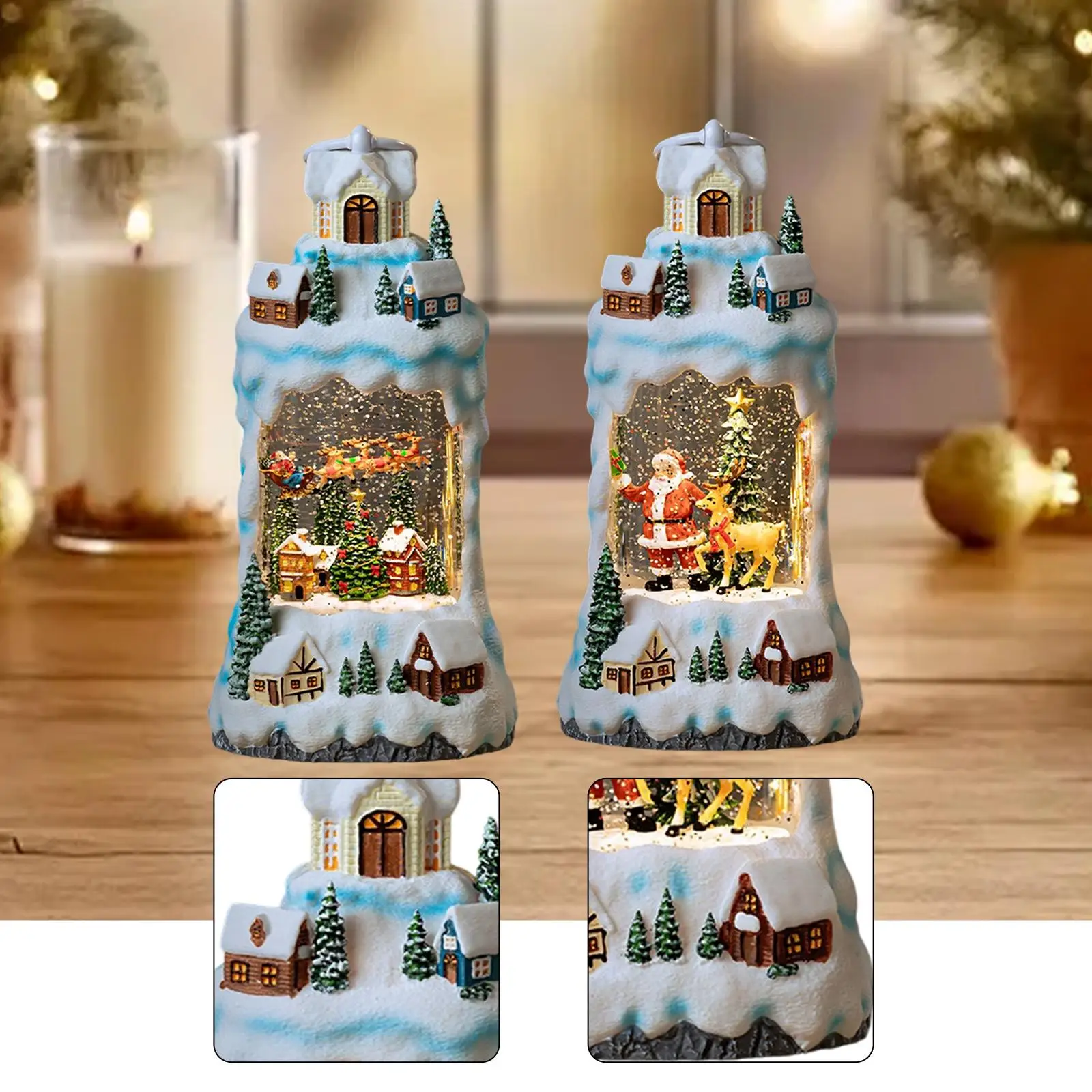 

Christmas Snow Globe Holiday Decor Collection Christmas Decor Decorative Figurine Night Lamp for Shelf Desk Bedroom Festival