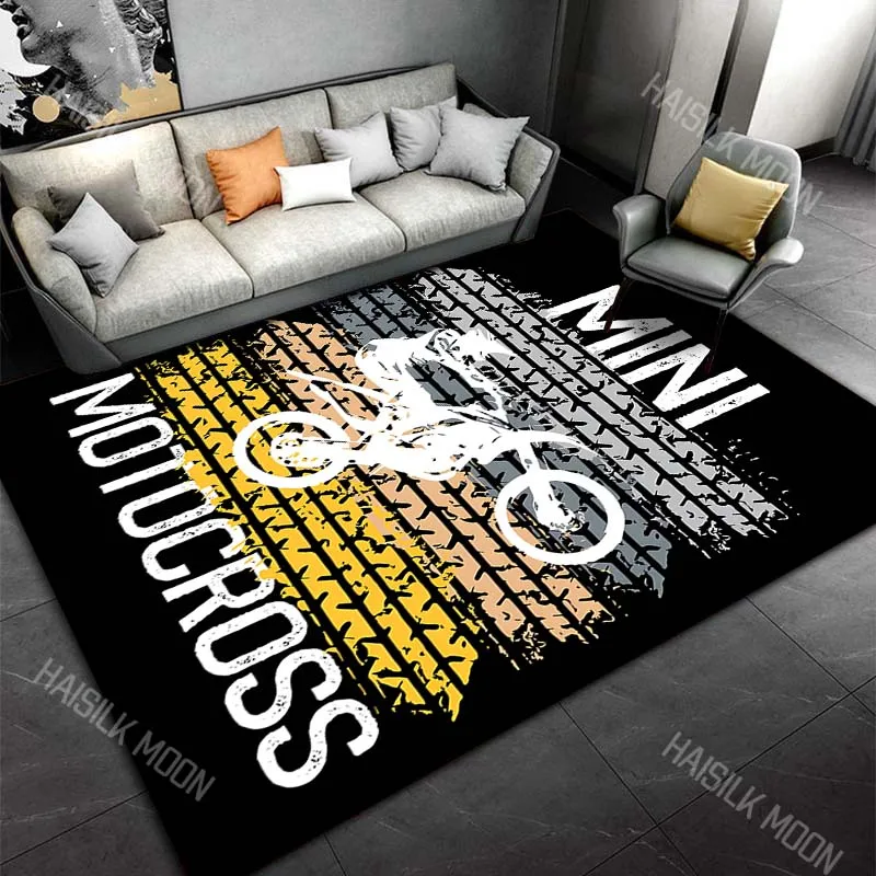1PC Mini motocross rider jumping tire tracks Carpet for Living Room Bedroom Sofa Home Decor Rus Non-slip Floor Mat Luxury Gift