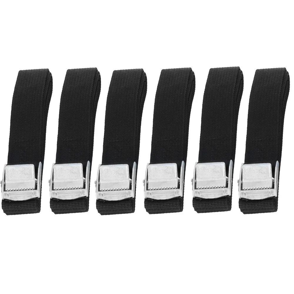 6PCS Adjustable Buckle Heavy Duty Lashing Straps Secure Black Color Tie Down Straps Heavy Duty Cam Buckle Straps Cargo Moving