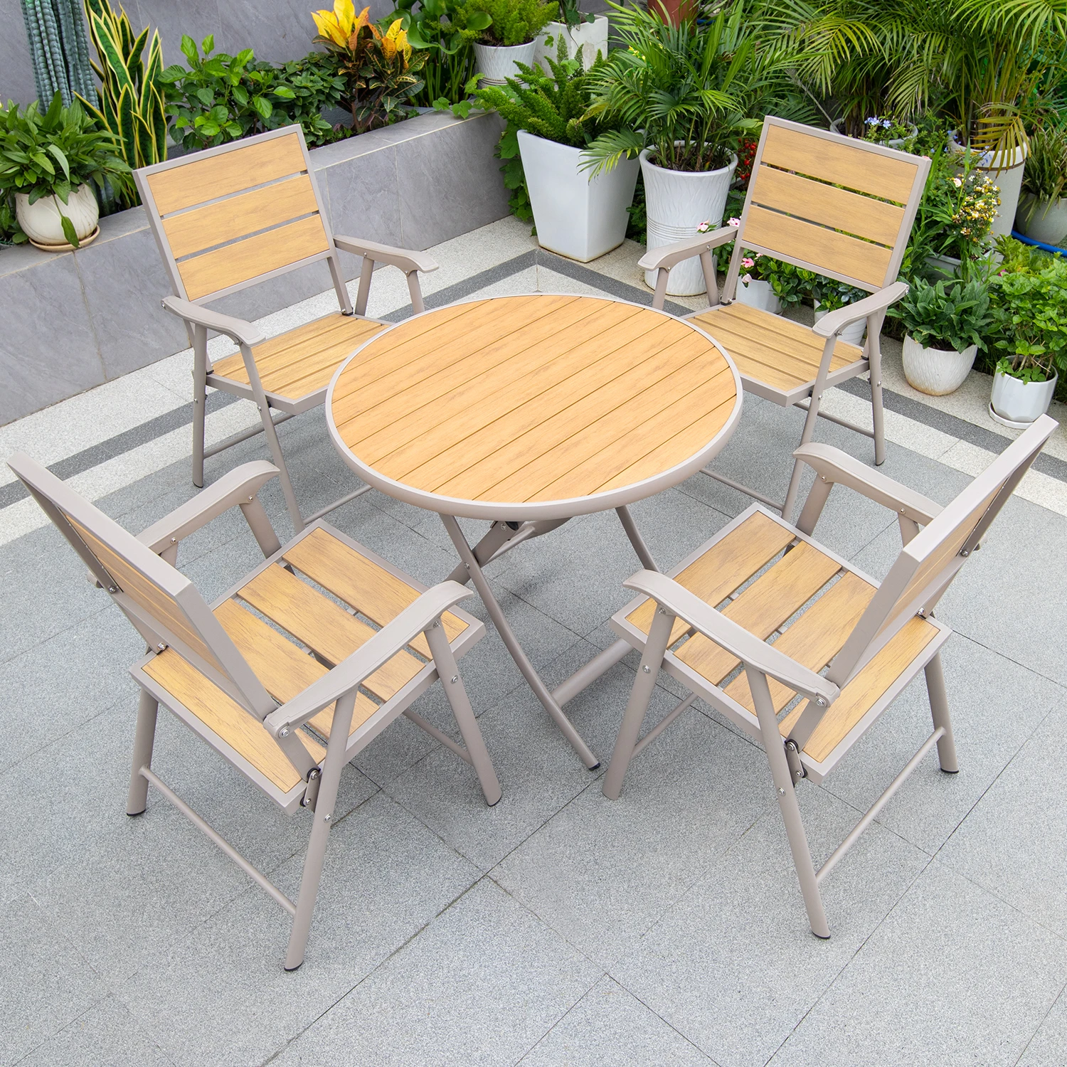 New Product Durable Folding Aluminum Frame Bistro Furniture Outdoor Leisure Coffee Table And Chair Set