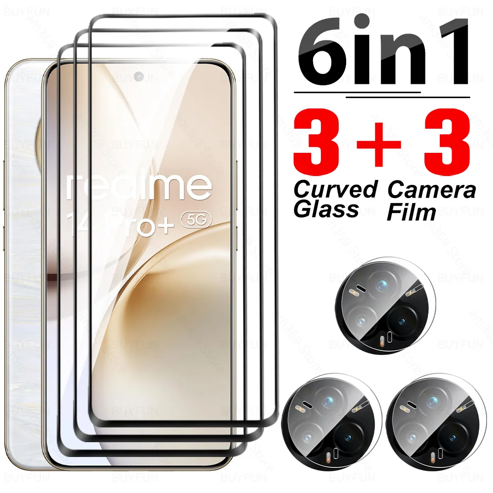 For Realme 14 Pro Plus Curved Glass 6in1 Tempered Glass Camera Film Realme14 Pro+ Realme14Pro 14Pro ProPlus 5G Screen Protector