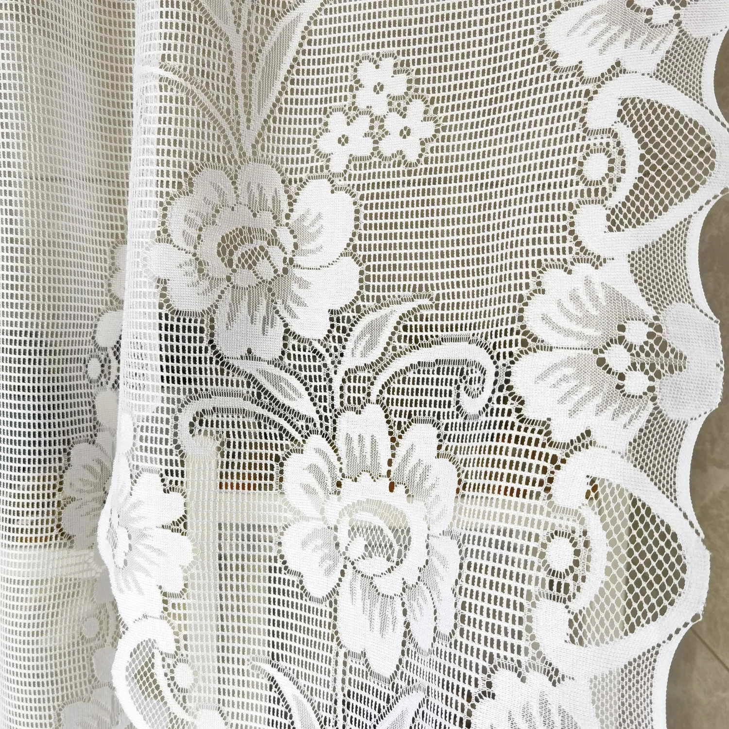 French Vintage Embroidered Kitchen Short Curtain,Romantic Lace Wavy Drapery,Rod Pocket Door Curtain,1 Panel Window Drapes