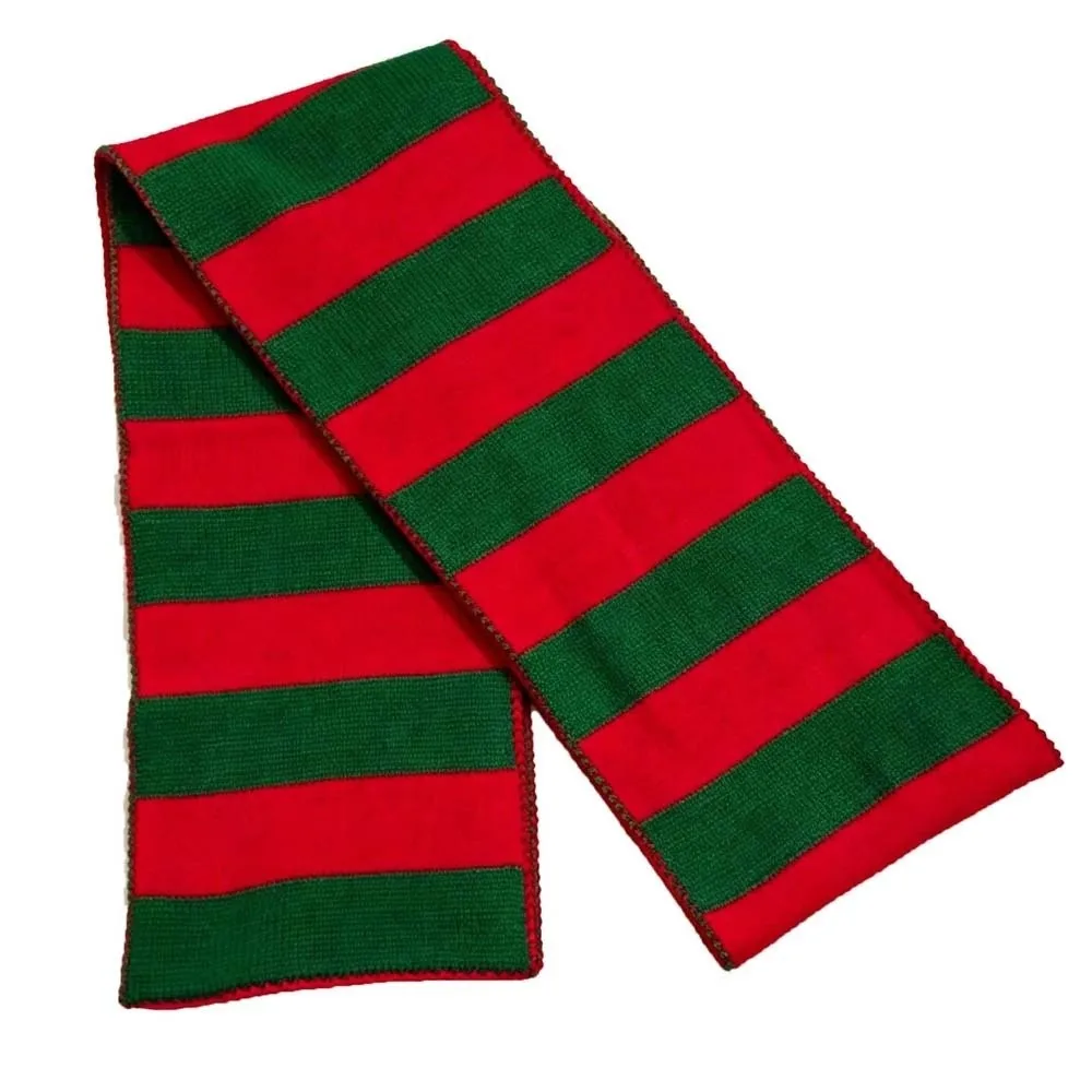 Thermal Yarn Christmas Hat Scarf Striped Pattern Plush Pom Xmas Beanie Snowflake Print Double Layered Santa Claus Beanie
