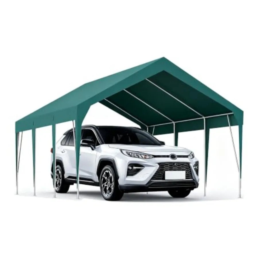 10x20ft Heavy Duty Carport, PE Canopy Metal Frame Garage