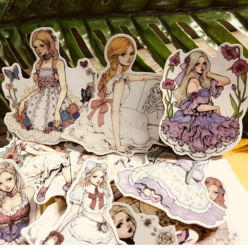 

Stickers 33pcs European And American Style Retro Gothic Loli Girl Handbook Stickers Handbook Diary DIY Craft Photo Albums