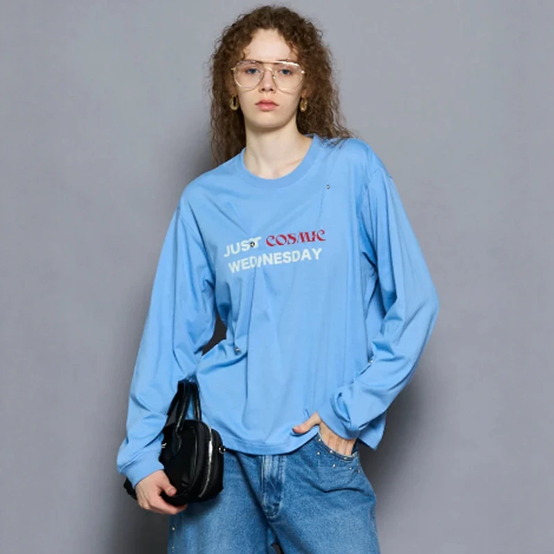 

Torowee Long Sve Faion T-irt Women's Casual Sle Polyester Fiber round Ne Letter Pattern Top