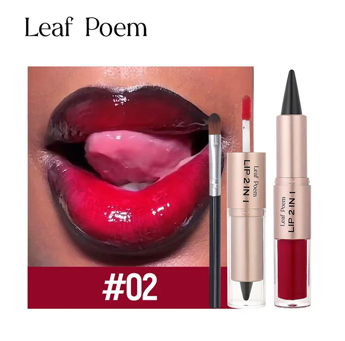 

Двусторонний карандаш для губ и блеск 2 в 1, комбинированная высокопигментированная долговечная губная помада, смягчает вид линий, делает губы, появляются на полный