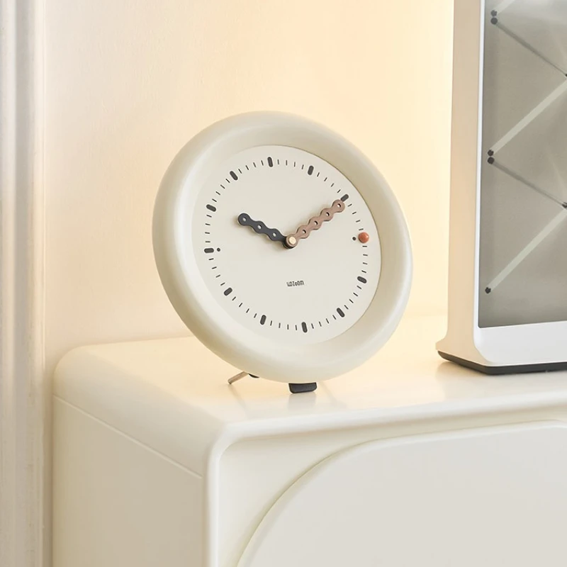 Cream Style Wooden Clock Wall and Table Dual Use Modern Home Decor for Living Room Hallway TV Cabinet Luxury Desktop Ornament