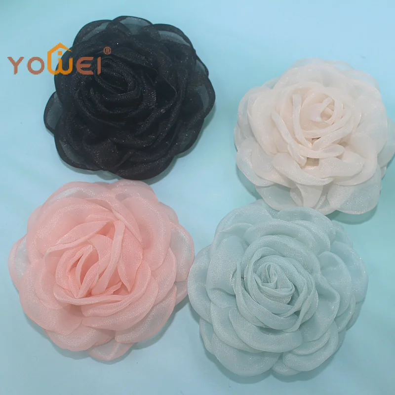 Latest Fashion Fabric Camellia Flower Brooches For Women Clothing Jewelry Party Accessories