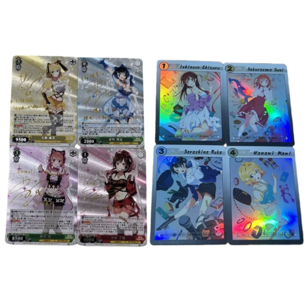 4pcs/set Girlfriend for Rent Ichinose Chizuru Asami Nanami DIY Refraction Flash Card Anime Classics Game Collection Cards Toy