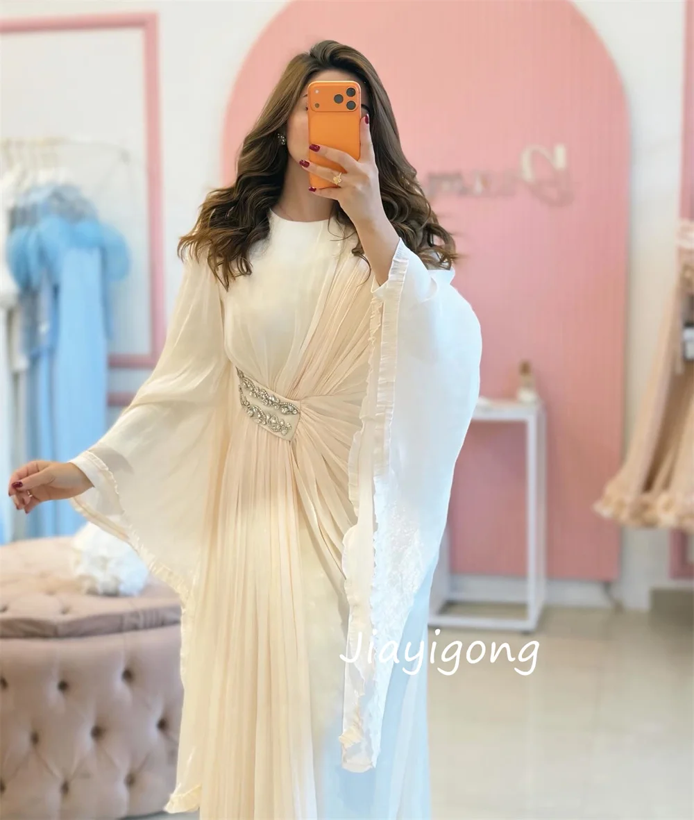 Moda personalizada plissado lantejoulas em linha reta o-pescoço vestidos longos sob medida ocasião noite tamanhos requintados disponíveis