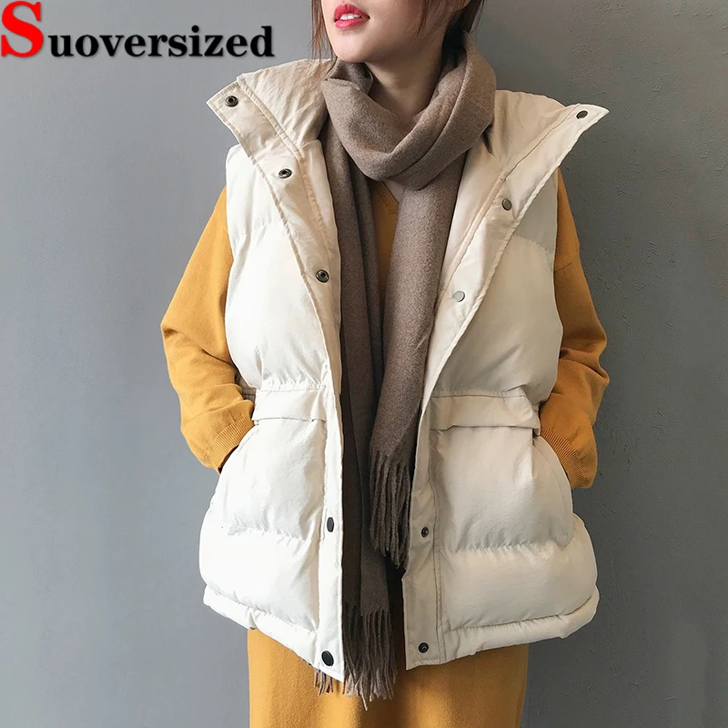 

Thicken Down Cotton Vest Women Winter Windproof Casual Chaquetas Loose Korean Sleeveless Jackets Warm Puffy Classic Waistcoat