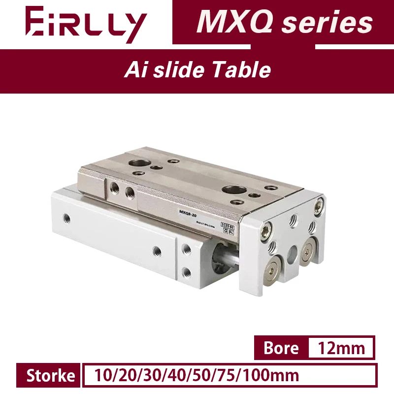 

MXQ12 series air slide table dual rod rail pneumatic cylinder bore 12mm stroke 10-100mm MXQ12-10 MXQ12-75A/AS/AT/B/BS/BT