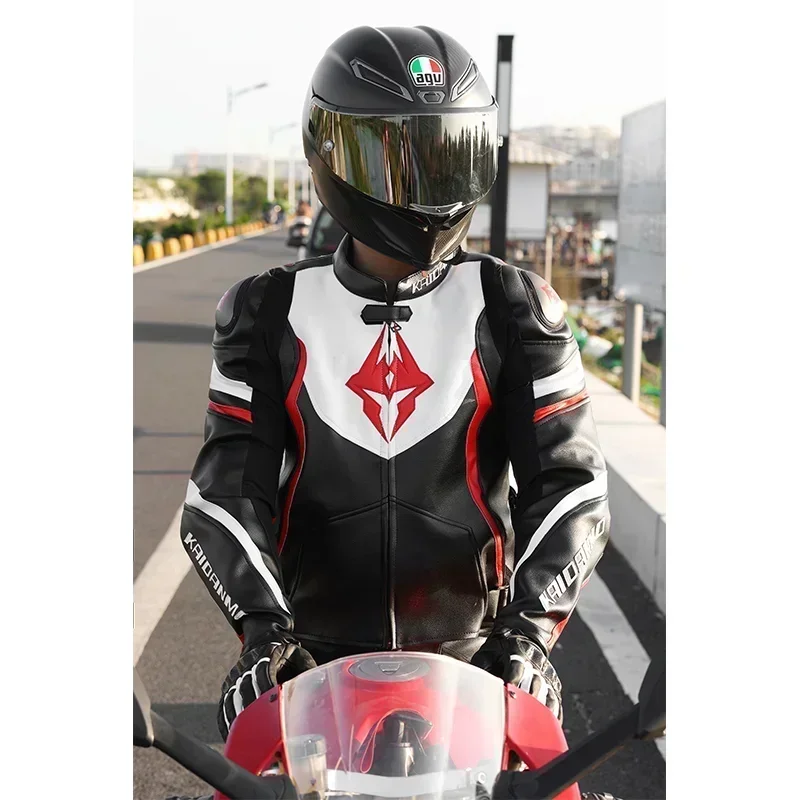 KAIDANMO Motorcycle Jacket Sets for Men and Women Pu Leather Winter Waterproof Warm Racing Jacket  Motorcycle Winter Clothes