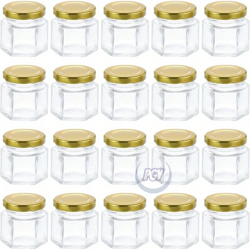 

20/30/50/60pcs Small Glass Bottles with Golden Lid Airtight Seal Clear Glass Jars for Honey Jam Spices Sauces Pickles Kitchen
