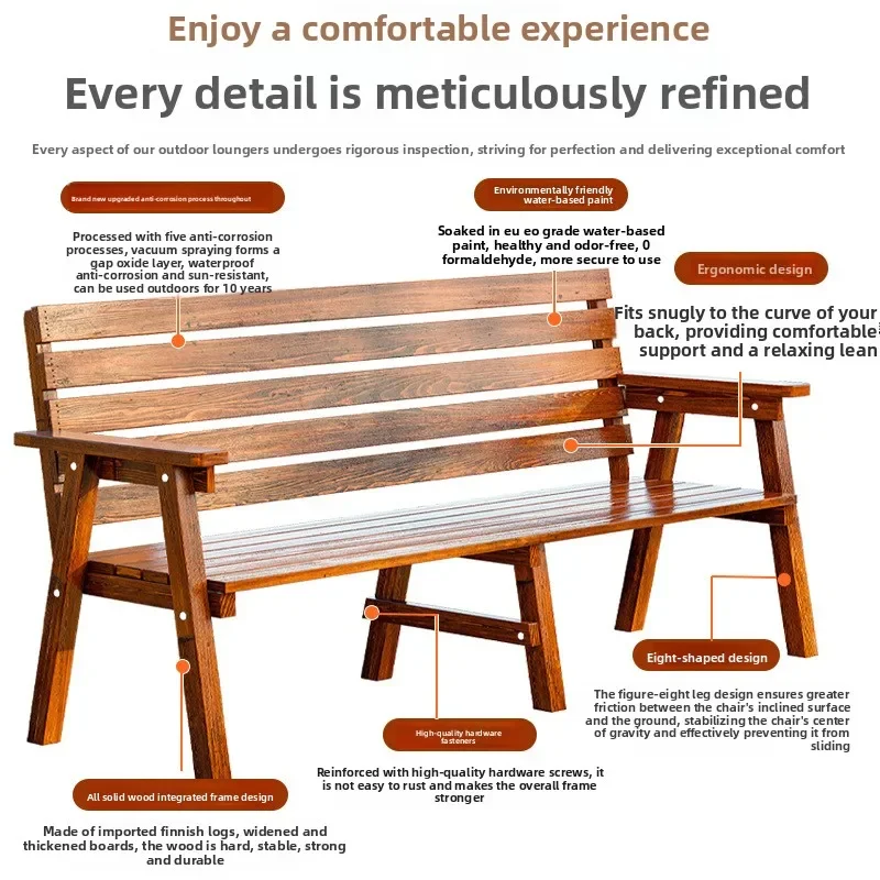 Outdoor preservative wood sofa outdoor open-air courtyard leisure solid wood terrace garden combination table chair