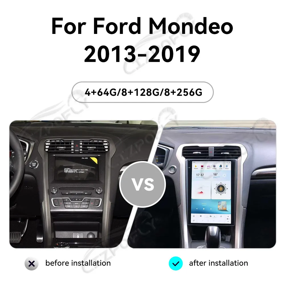 Android 13 Car Radio 12.3” Screen For Ford Mondeo 2013-2019 Navigation Device Wireless GPS Player Stereo Multimedia Player