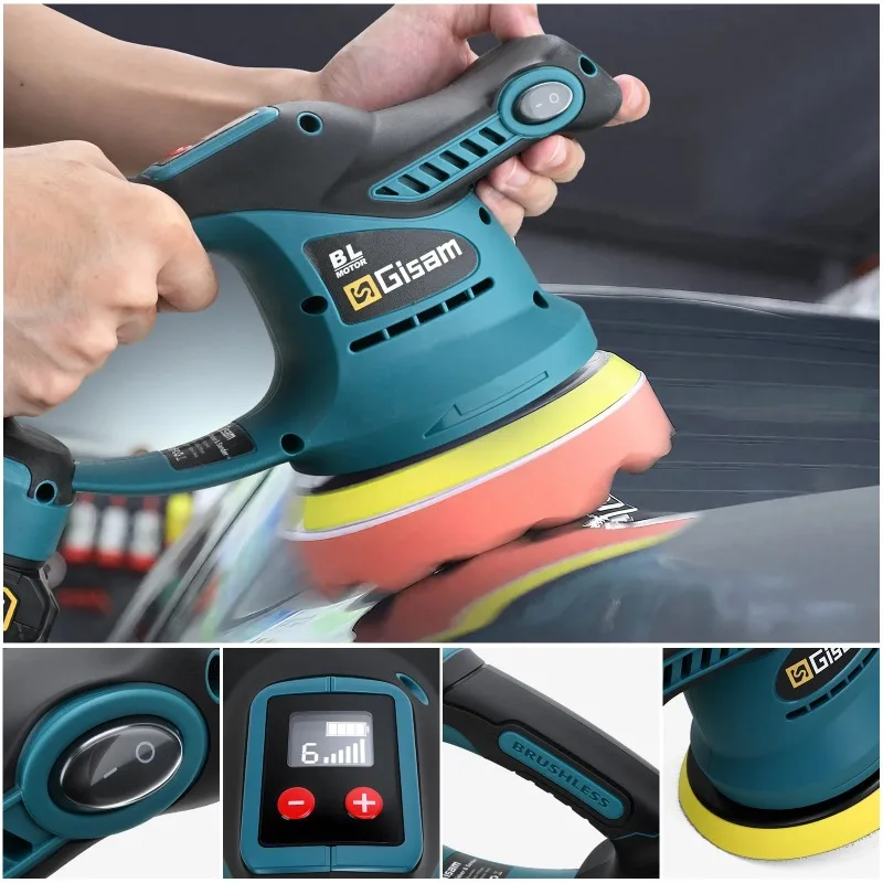 【Hot Item】 Brushless Electric Car Polisher 6Gear Cordless Auto Electric Waxing Sanding Sealing Glaze Tool For  18v Battery view 5