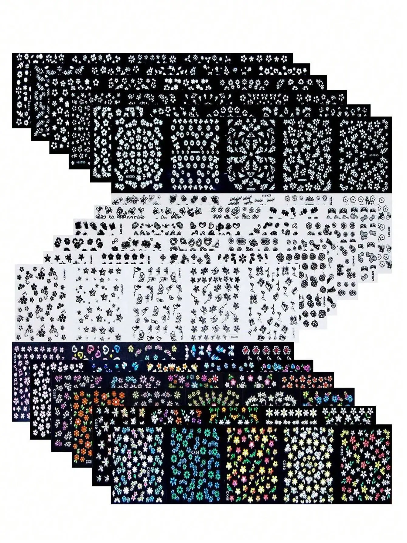 

90 Sheets 3D Mini Flower Nail Art Stickers for Car Interior Decor, DIY Design Accents