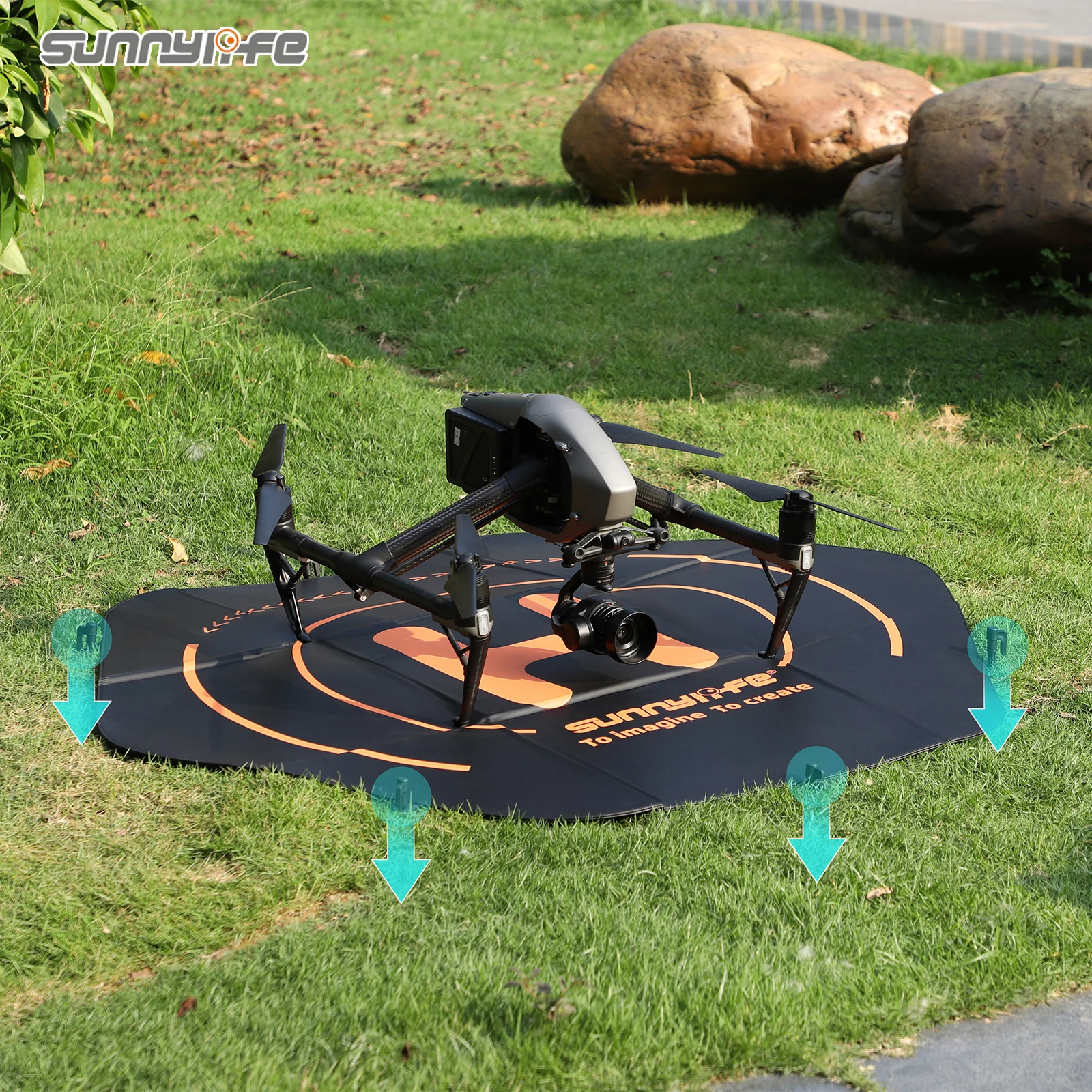 Sunnylife 110cm(43’’) Large Drone Landing Pad Fast-Fold Double-Sided PU Leather Waterproof for Inspire 3/ Mavic 3 Pro/ Matrice 3