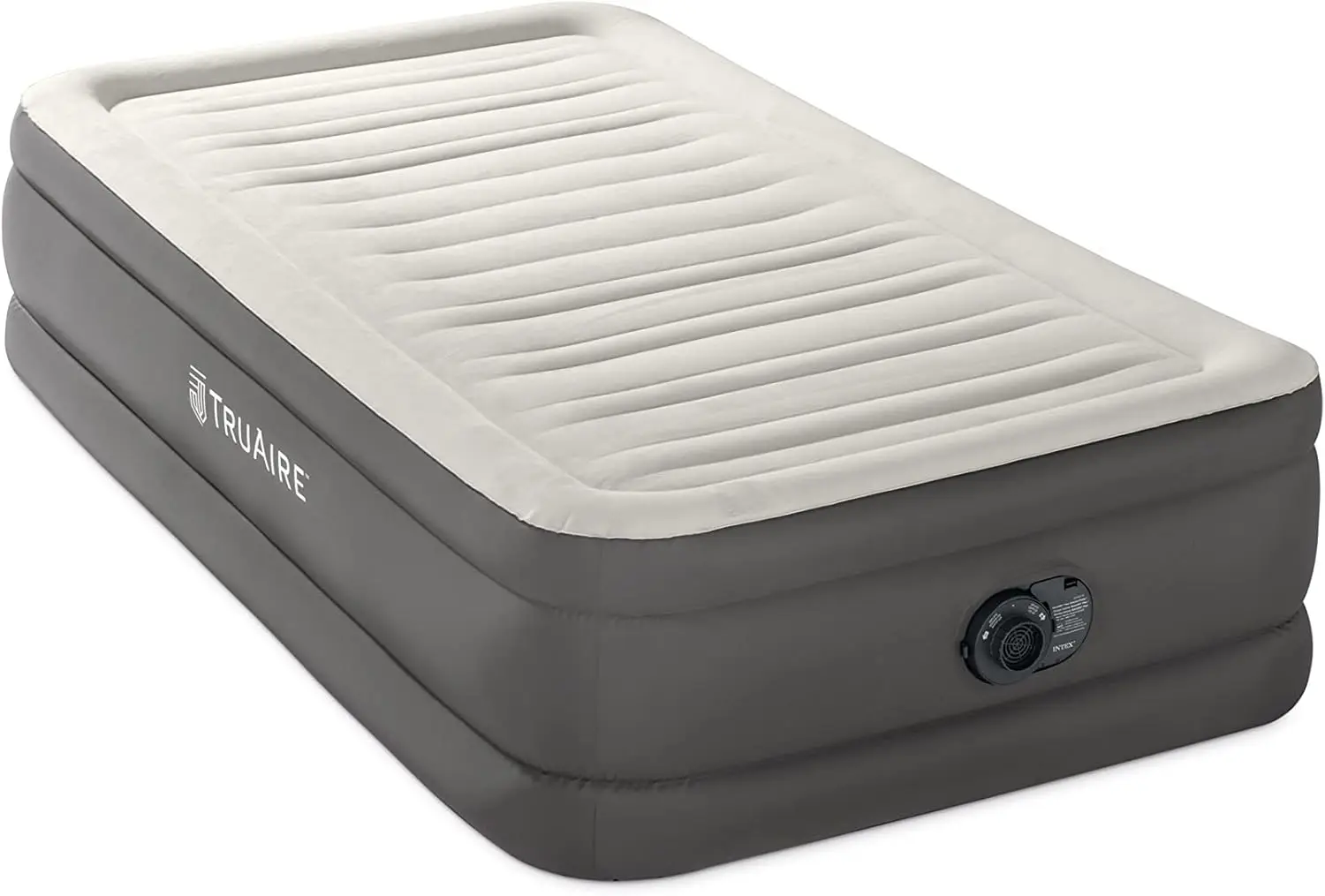 64091Ed Truaire Luxury Air Mattress: Fiber-Tech – Twin Size – Built-In Electric Pump – 18In Bed Height – 330Lb Weight Capacity