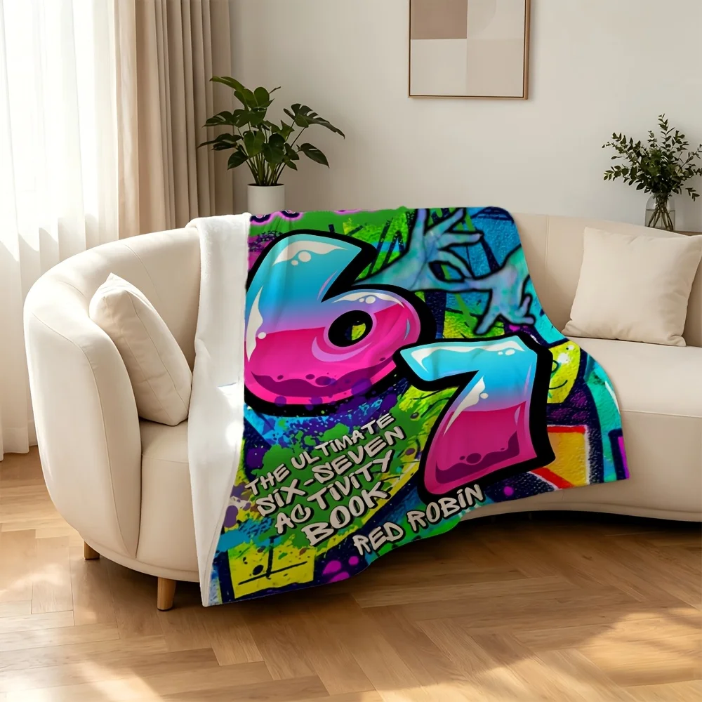 Kids Educational Six Seven Activity Blanket Throw for Nursery Room Decor Unique Pop Art Learning Gift Tapestry Bedspread Baby Ke
