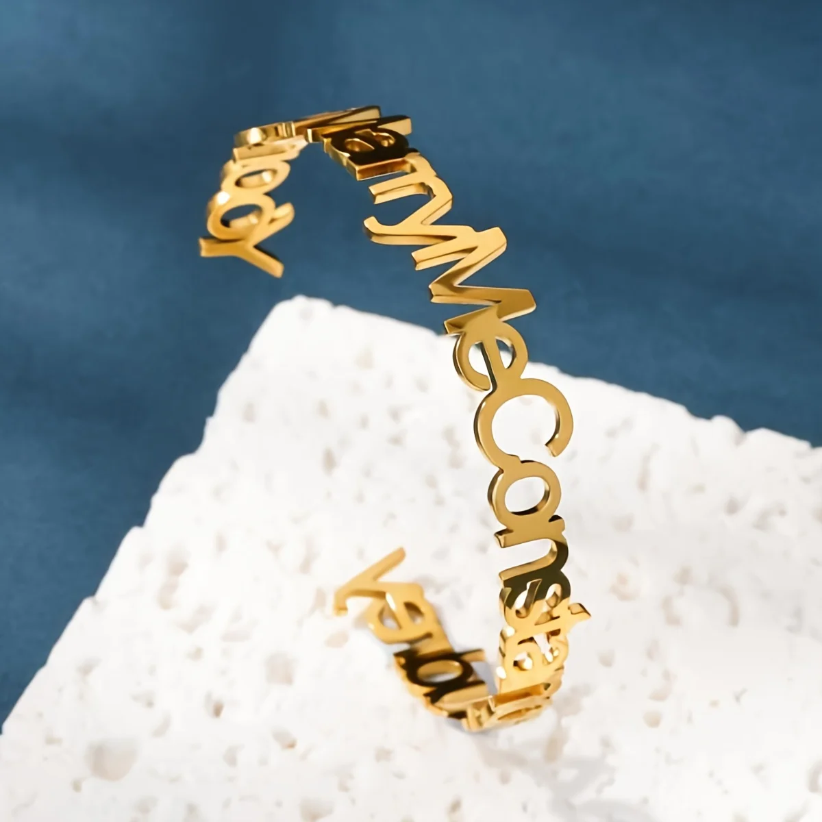 

Personalized Custom Name Bracelet for Women Exquisite Name Letter Cuff Bangle Stainless Steel Adjustable Initial Jewelry Gift