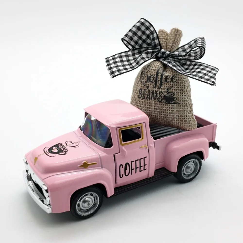 

Литой под давлением кофейный грузовик, мешок из мешковины, ретро классическая металлическая модель грузовика, игрушки, винтажный мини-кофейный грузовик, фермерский дом