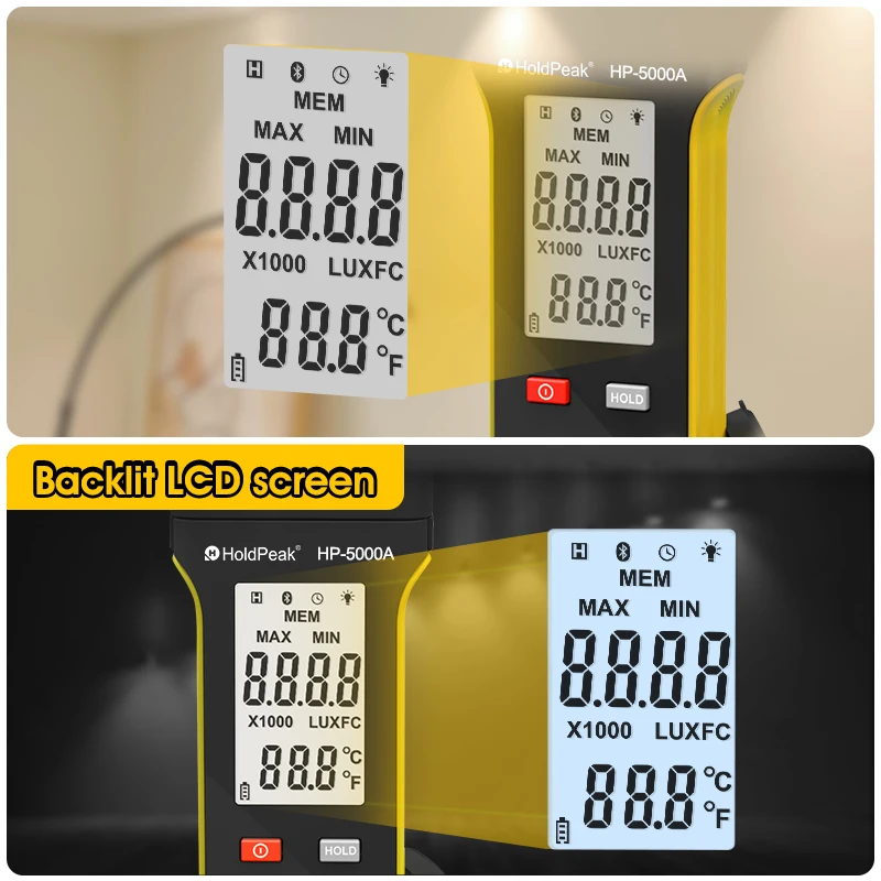 Imagem -05 - Holdpeak-luxmeter de Alto Desempenho Versátil Preciso e Recurso Rico para Medição e Análise de Luz Profissional Hp5000a