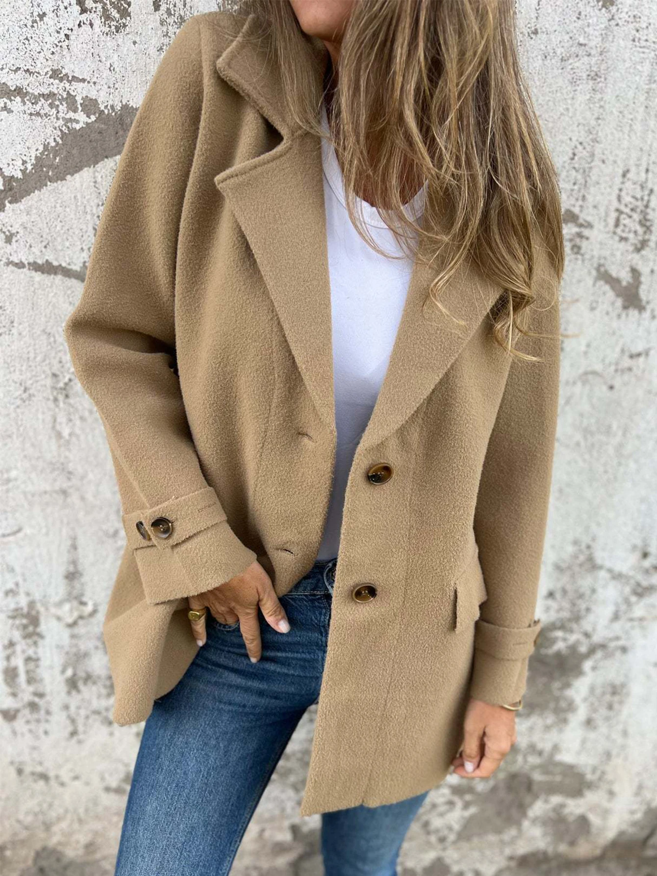 

Women's Long Sleeve Shawl Collar Coat Autumn Winter Fashion Casual Solid Color Daily Basic Women's Outerwear