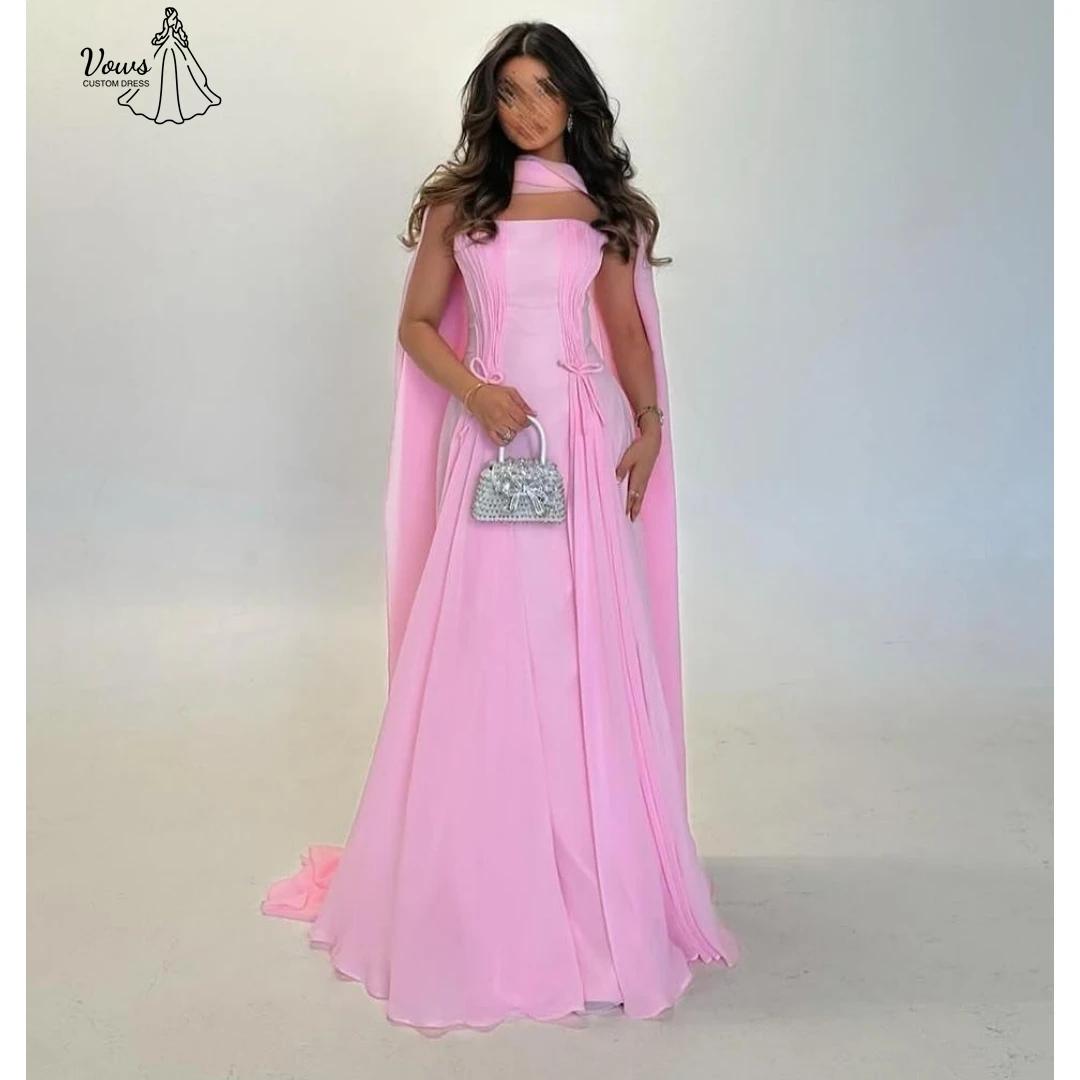 ชุดราตรีสั่งตัดพิเศษ ชุดเดรสหรูหรา ผ้าชีฟอง ชุดเดรสทรงเอ สำหรับ. ชุดเดรสงานแต่งงานผู้หญิง ผ้าริบบิ้นสีชมพู ชุดราตรีหรูหรา