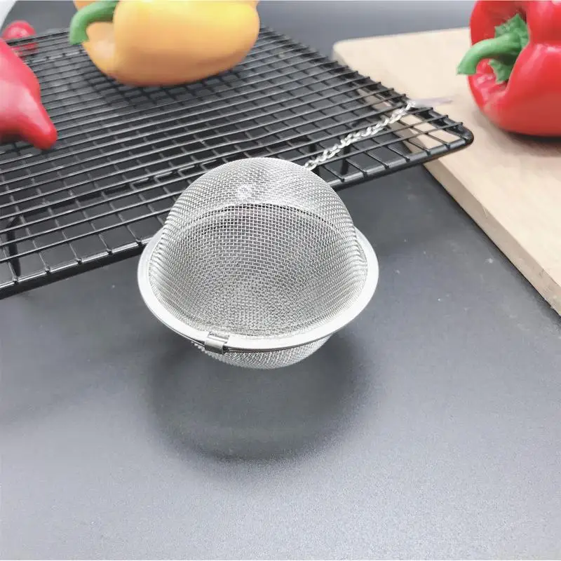 5-9cm Stainless Steel Mesh Strainer W/Chain S pice Tea Ball Infuser Tea Leak Home Soup Pot Sauces Marinade Seasoning Filter Ball