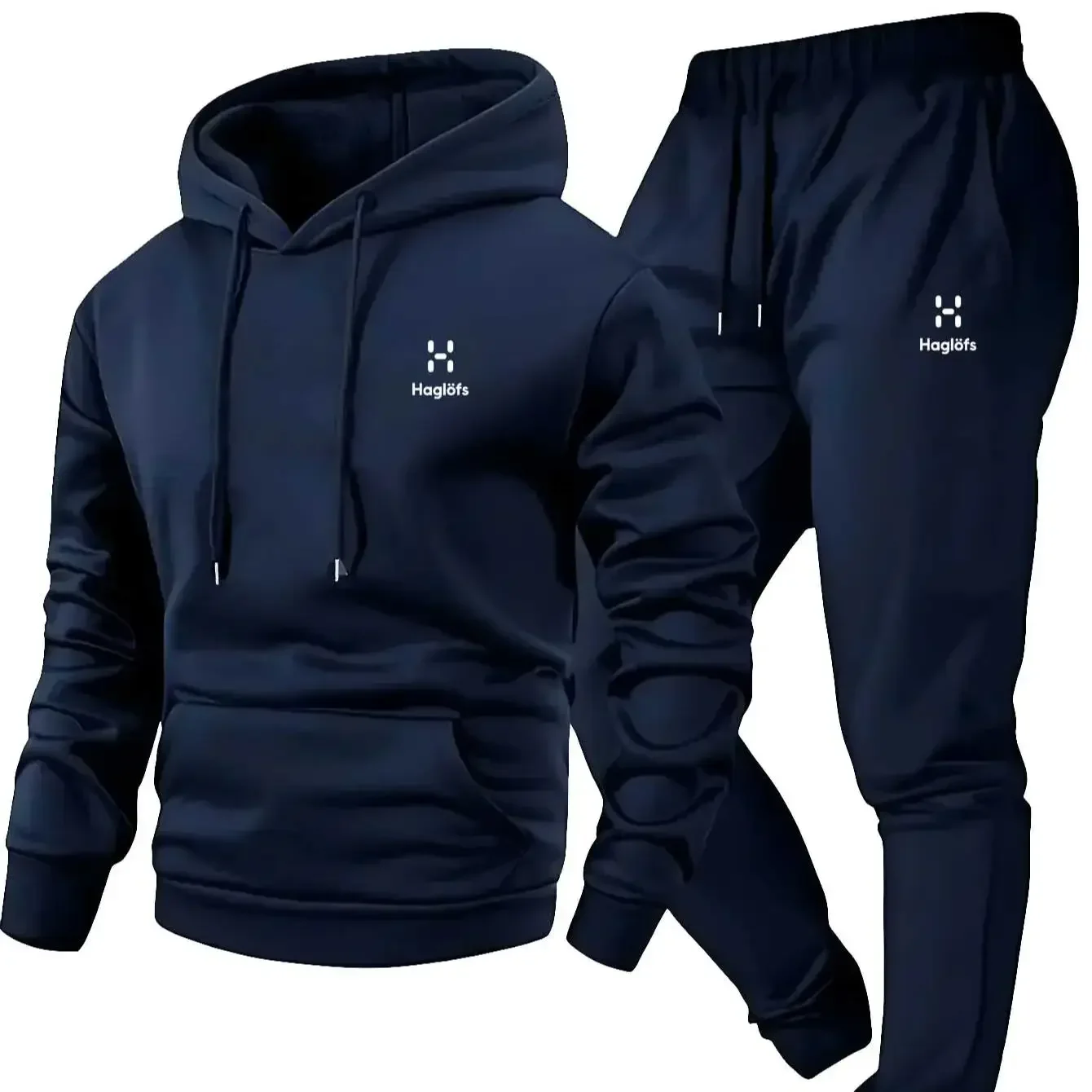 

Men's Autumn Winter Casual 2-Piece Set, Hooded Sweatshirt & Long Pants with Pockets, Regular Outdoor Style