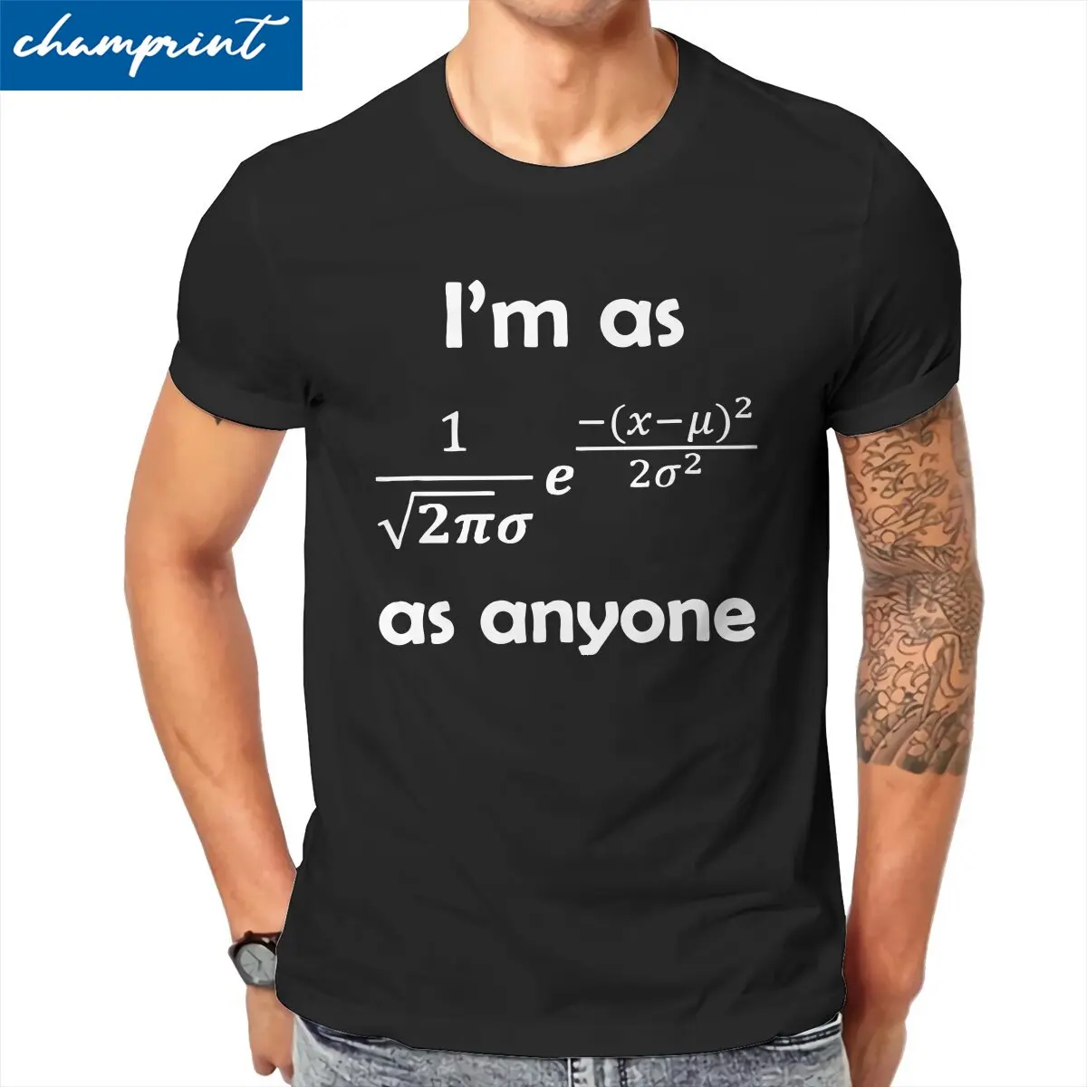 Men\'s T-Shirts Statistics Normal Distribution Vintage 100% Cotton Tees Bell Curve Formula Math T Shirt O Neck Clothes Printed