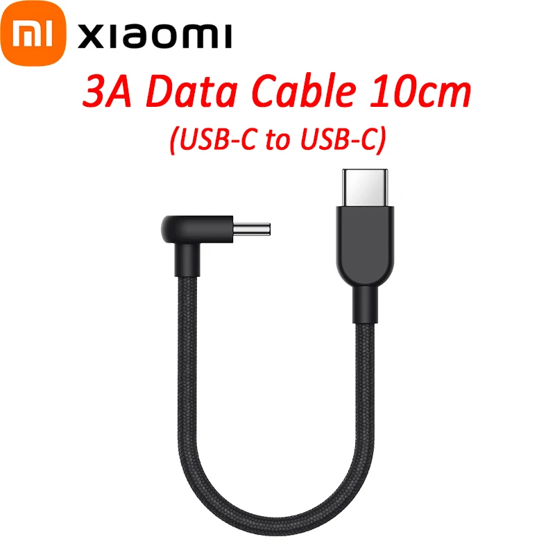 

Xiaomi 3A Data Cable 10cm USB-C To USB-C 90 Degree Elbow Design Maximum 60W High-speed Fast Charging Phone Charger Data Line