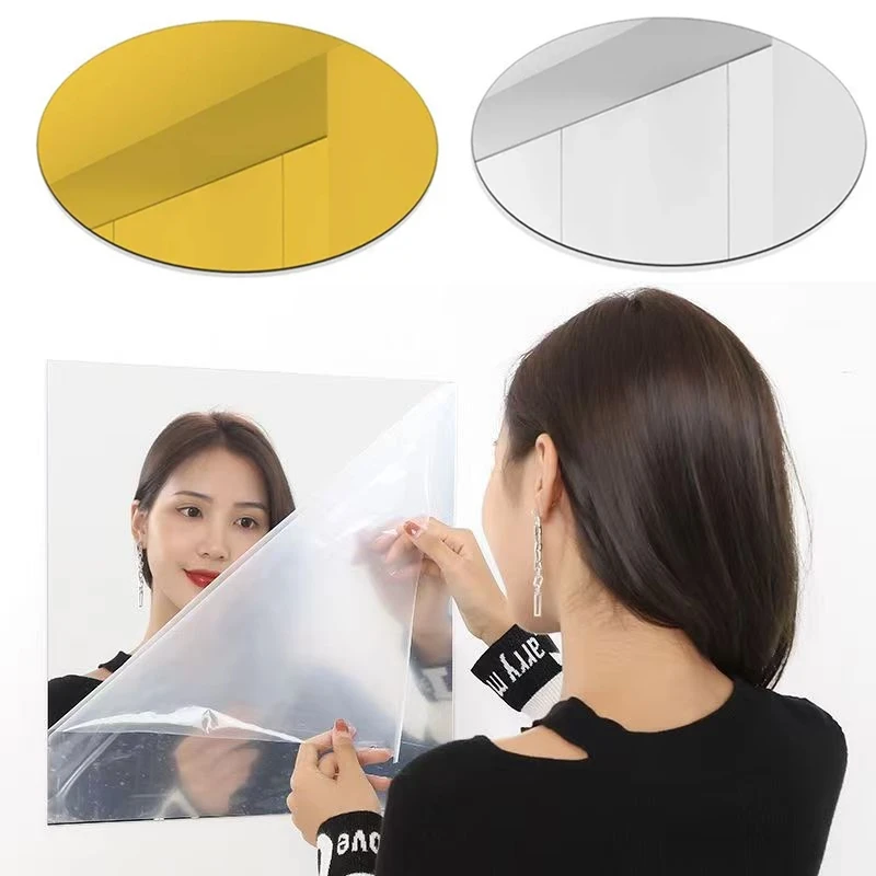 HD Anti Fog Wall Mirror Sticker Elliptic Acrylic Wall Mirror Self Adhesive Shatterproof Non Glass Safety Mirror Sheets Mirror