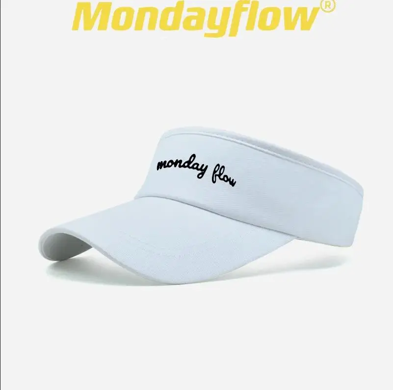 Monday Flow Summer Sun Hats Men Women Cotton Adjustable Visor UV Protection Top Empty Solid Tennis Golf Sunscreen Baseball Cap