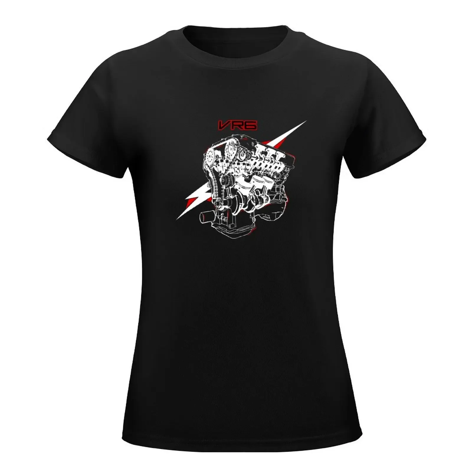 VR6 Engine Blueprint Style Design T-Shirt Short sleeve tee female Blouse designer clothes Women luxury