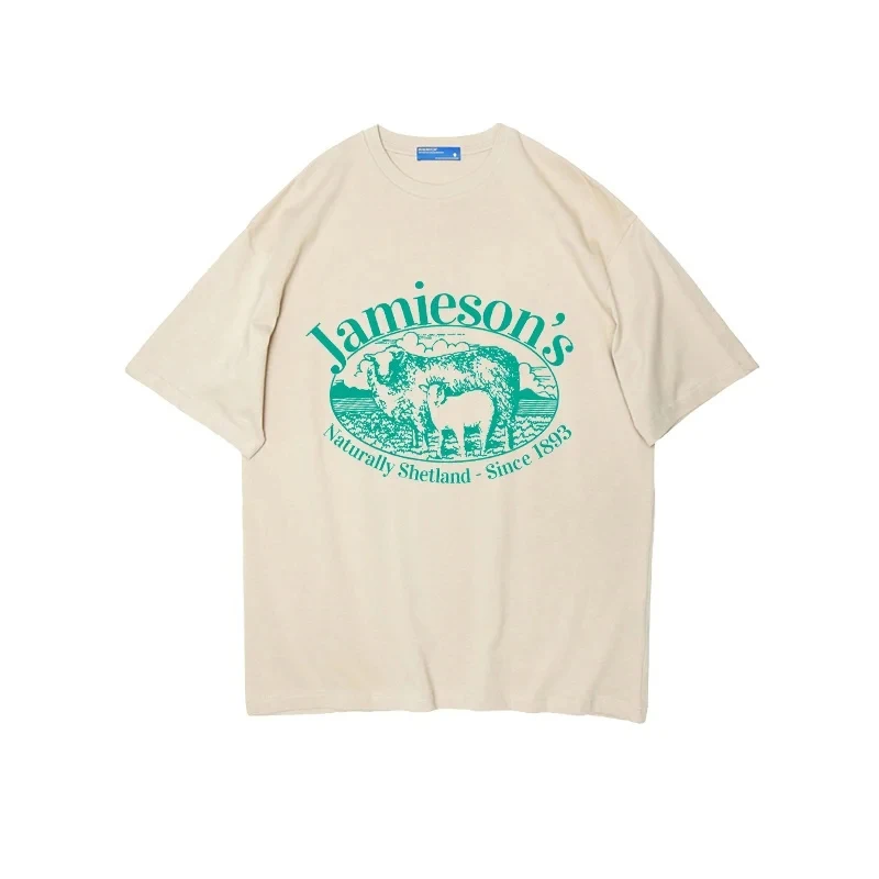 INS modny Design Sense niszowy ponadgabarytowy t-shirt damski letni koreański Sle luźny, typu Oversize Retro półrękaw