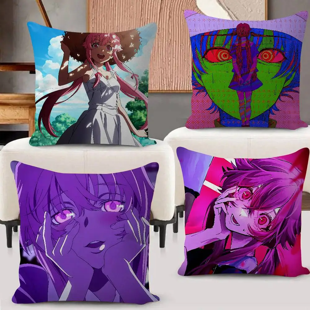 F-Future Diary Pillow Case Plush Fabric Soft Double Sided Print Sofa Cushion Cover Throw Pillow Covers