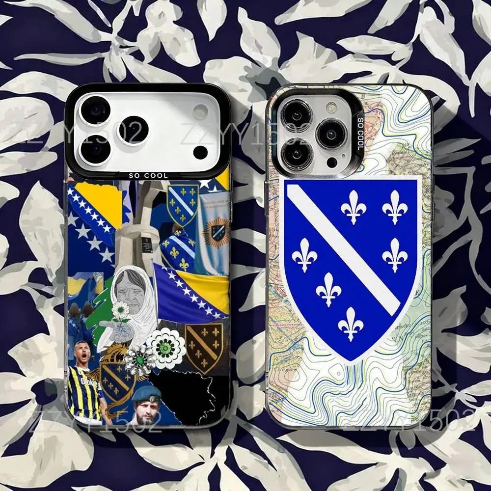 

Bosnia Bosnian Flag For iPhone 17,16,15,14,13,12,11,X,8,7,Pro,Max,Plus,SE4,Air,Mini Durable Hard Shell Matte