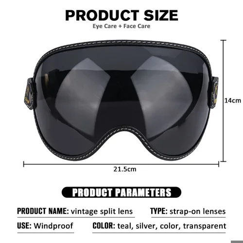 Imagen 2 del producto UchooseRetro-gafas universales para motocicleta, visera de burbuja, protección UV, Vintage, gafas de visión nocturna, lentes para casco