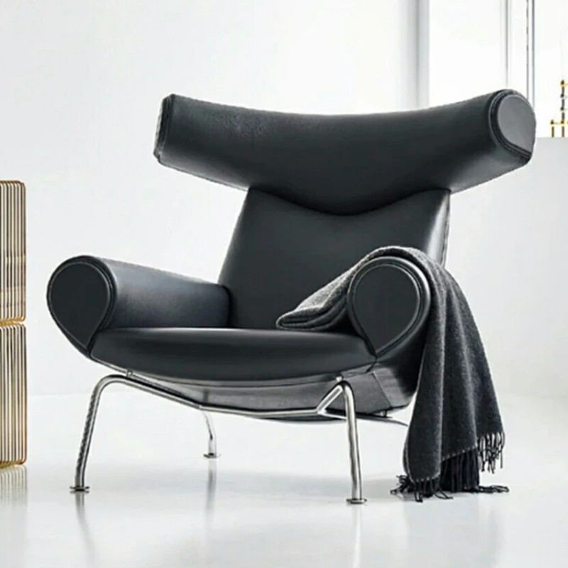 

Beauty Set Leather Chair Living Room European Single Reading Modern Chair Comfy Nordic Ottomans Cadeira Home Decorations