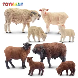 8Pcs Simulation Sheeps Farm Animal Model Toy Mini Merino Sheep Figures Dolls Action Figurines Toys for Children Set Gift