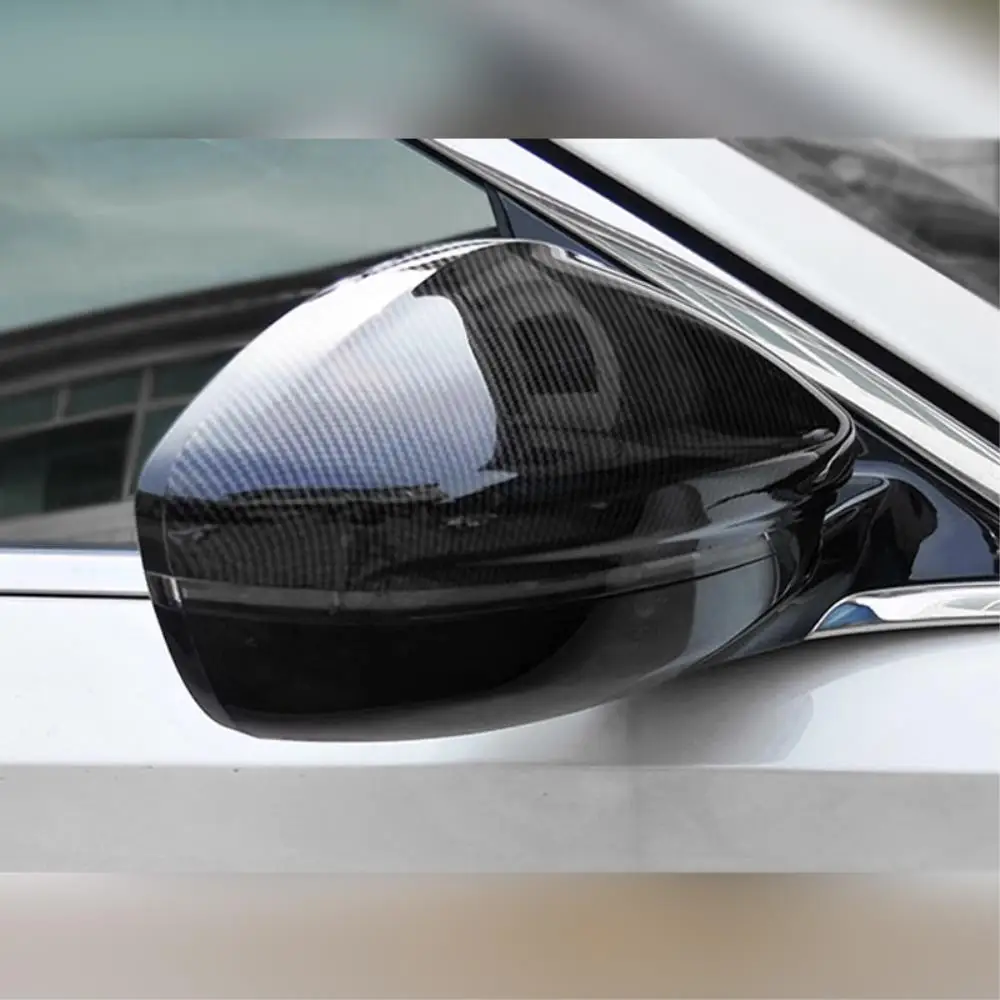 ⭐Genuine⭐ Car Upgrade Matte Black Carbon Fiber Mirror Cover For Peugeot 208 2008 2020-2023 ABS Rearview Side Door Cap Trim