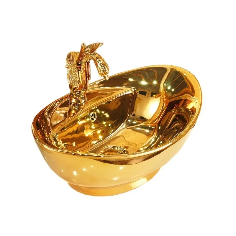 Sanitary wares above mounted basin hand wash bathroom ceramic sink gold Bathroom  Basin